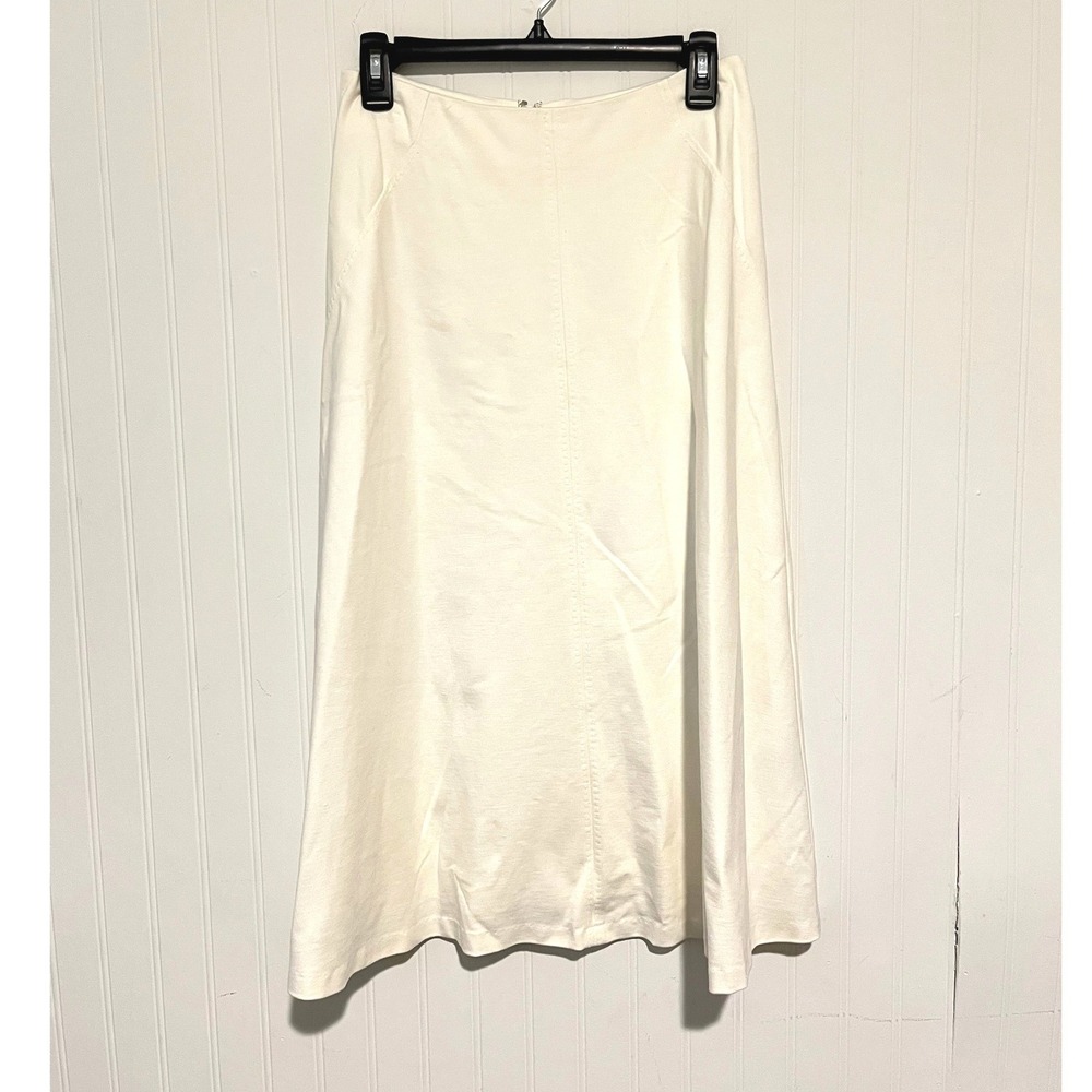 Premise Midi Skirt Womens 4 Ivory A-Line Rayon Blend Lined Minimalist
